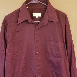 Pronto Uomo, Maroon, Long Sleeve Dress Shirt 16 1/2 34/35